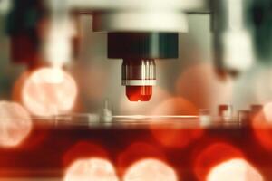 Advanced microscope capturing intricate details of a biological sample in a laboratory setting during daytime photo
