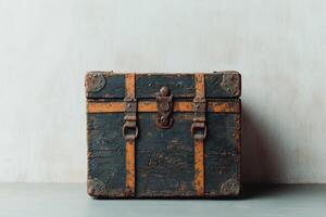 Charming vintage trunk adds nostalgia to a serene setting photo