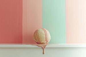 Melting ice cream on a colorful background at midday. photo