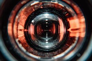 Captivating view through a camera lens in warm light. photo