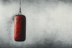 Creating power and focus with a red punching bag. photo