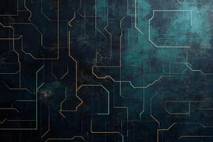 Abstract patterns of lines and shapes on a dark background. photo