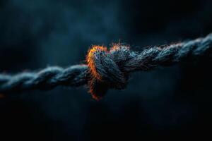 Knot of resilience shines against darkened backdrop. photo