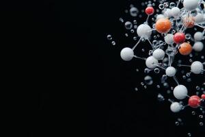 Molecular structure floating in a dark environment. photo