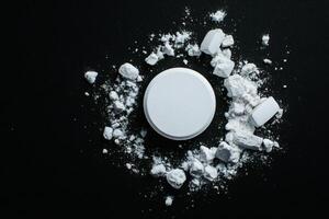 Exploring the raw beauty of white powdered substance. photo