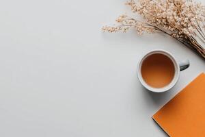 Cozy moments with tea and inspiration on a lazy afternoon. photo
