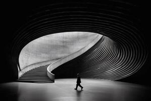 Exploring the curves of modern architecture in a minimalist environment. photo
