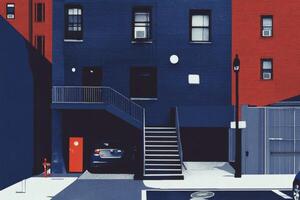 Urban sanctuary in striking hues at twilight reveals hidden beauty and life. photo