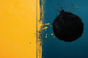 Bold contrasts of black and yellow create an impactful abstract expression. photo