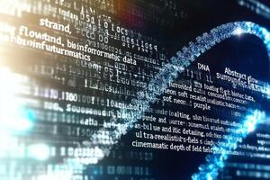 Exploring the intricate world of data intertwined with DNA and technology. photo