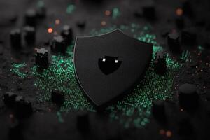 Digital shield protecting a network from cyber threats and attacks. photo