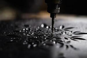 Crafting Intricate Designs Using Precise Engraving Tools in a Workshop. photo