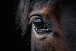 Captivating gaze of a horse in twilight light photo