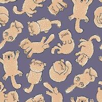 Seamless pattern with cute cats in kawaii style. pattern with cats for children. vector