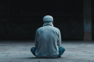 Reflective solitude of an elder in quiet space photo