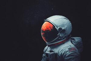 Astronaut gazing at a distant planet in space photo