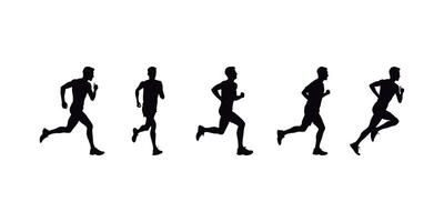 Gorgeous and powerful illustration of jogging, running, and marathon. White backdrop vector