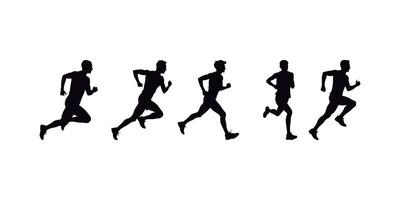 Great and powerful illustration of jogging, running, and marathon. White backdrop vector