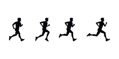 Beautiful and powerful illustration of jogging, running, and marathon. White backdrop vector