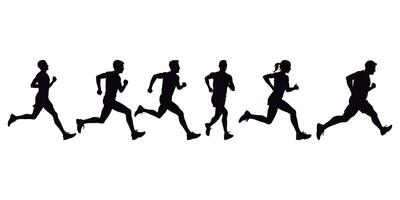 Excellent and powerful illustration of jogging, running, and marathon. White backdrop vector