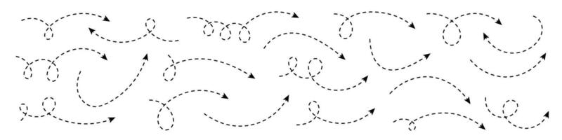 Curved arrow. Set of arrows with dotted lines. vector