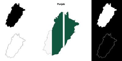 Punjab outline map set vector