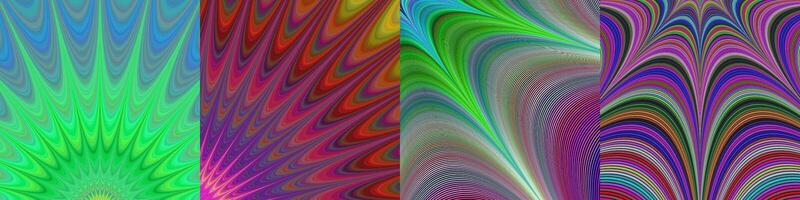Abstract digital art background set with curved shapes vector
