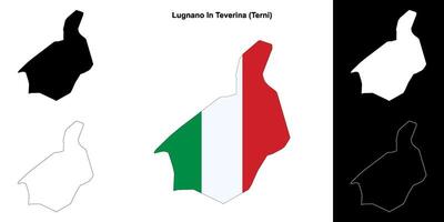 Lugnano In Teverina, Umbria outline map set vector