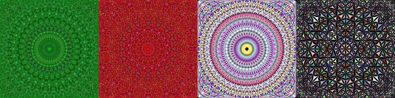 Seamless geometric mandala pattern background set vector