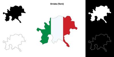 Orvieto, Umbria outline map set vector