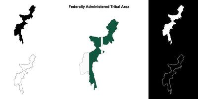 Federally Administered Tribal Area outline map set vector