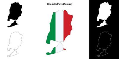 Citta della Pieve, Umbria outline map set vector