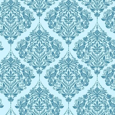 Damask simple seamless pattern design for extile, wallpaper, scrapbook, web backgrounds in blue