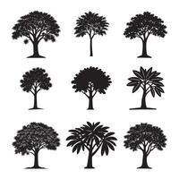 Black Tree Silhouette Set, High-Quality Nature and Forest Illustrations,, vector