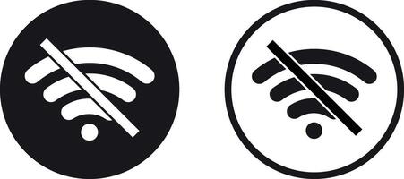 No wifi icon set in two styles . No internet signal . No wireless network sign . illustration vector