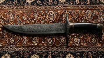 Intricate Ornate Dagger on a Persian Carpet photo