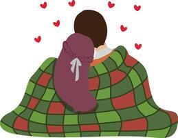 illustration of couple lean with blanket vector
