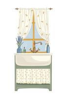 Kitchen sink with window. Cottage Core. isolated illustration. Design element vector