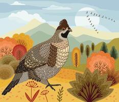 Decorative illustration of grouse in nature. design element vector
