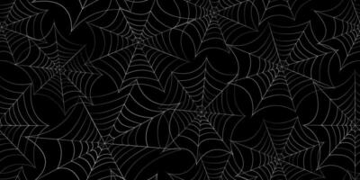 seamless spider web pattern on black background, spooky Halloween texture for fabric, wallpaper, wrapping paper, invitations, decorations, and textile design vector