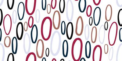seamless pattern geometric ovals hand drawn in trendy colors black blue cherry. modern design. illustration of abstract shapes for textile and creative projects vector