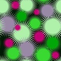 seamless pattern geometric spiky fluffy circles on a dark background. modern design. abstract shapes illustrations for textile and creative projects vector