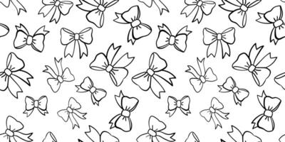 Seamless black and white hand-drawn bow pattern. Elegant decorative ribbon background for textiles, wallpapers, wrapping paper, and digital designs vector