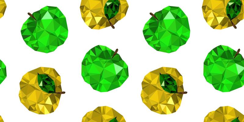 trendy seamless pattern with apples modern geometric web design. abstract fruit background for textile, wallpaper, and decor. green and yellow colors
