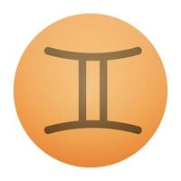Gemini zodiac sign symbol, featuring its iconic twins on an orange circle vector