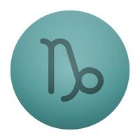 Capricorn zodiac sign . V symbol with loop on a clean teal circle. vector