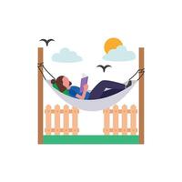 Relaxing in Hammock Flat Illustration vector