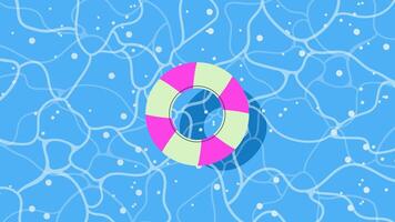 Blue Water swimming pool with float ring center background with copy space vector