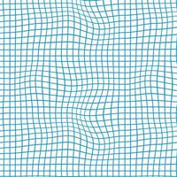 Checkered distorted seamless pattern. Blue color striped grid ornament vector