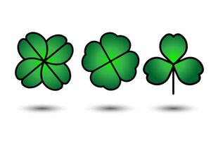Green Shamrock clover . St Patrick day symbol, leprechaun leaf sign. Shamrock clover isolated, flat decorative element. vector